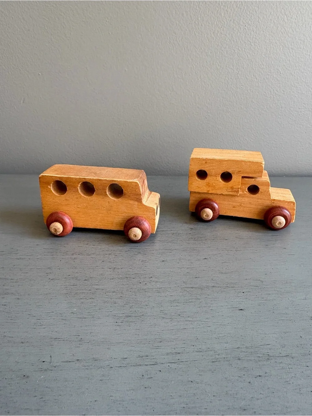 Vintage Montgomery School House Vermont Wooden Vehicles & Plane Toy Lot of 7
